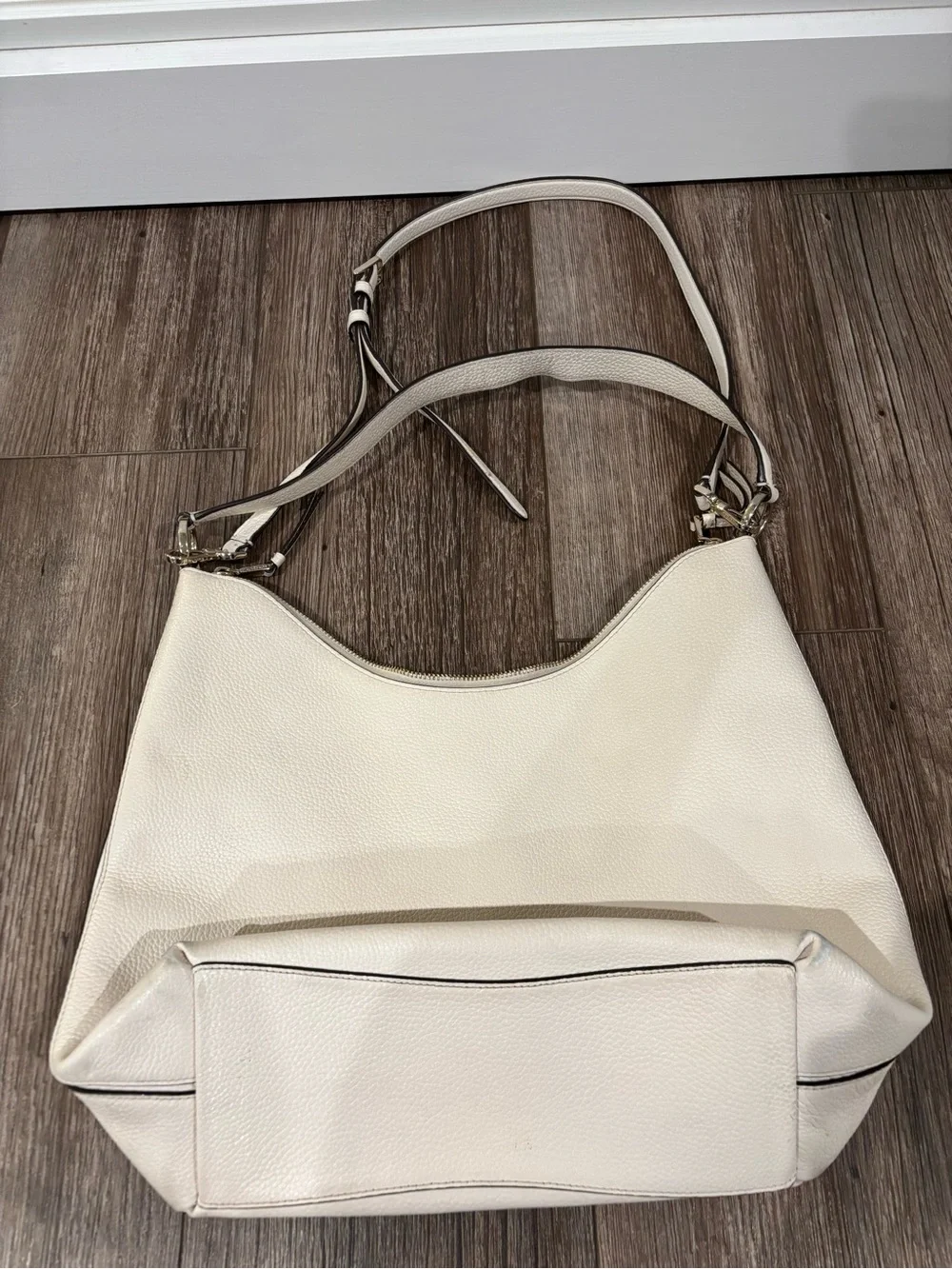 kate spade Pebbled Leather Shoulder Hobo in Ivory